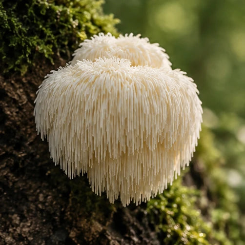 Texture d’un champignon crinière de lion